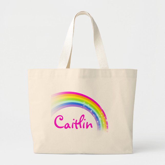 "tu nombre" arcoíris rosa / bolso tote ligero (Frente)