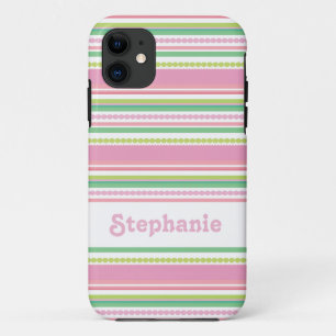 "Tu nombre" cuentas de rayas funda iphone rosa5