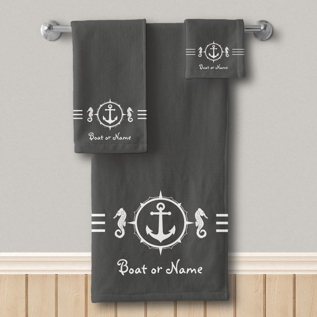 Tu nombre de barco caballito de mar Anchor Toalla  (Subido por el creador)