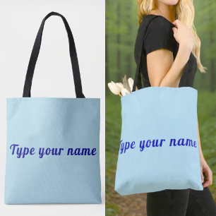 Tu nombre en bolsa de mano azul claro