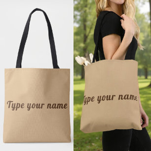 Tu nombre en bolsa de mano marrón claro