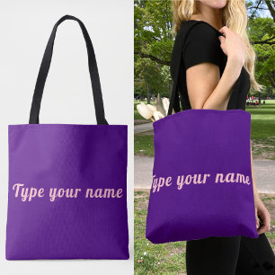 Tu nombre en bolsa de mano morada