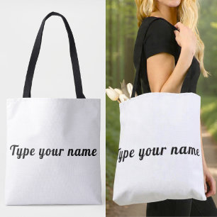 Tu Nombre en Bolsa de Tote Blanca