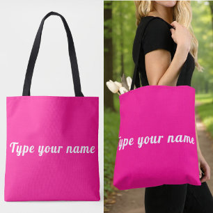 Tu nombre en bolsa de tote rosa