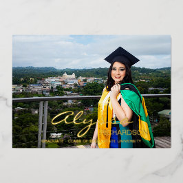 Tu nombre y foto de graduación en anuncio con lámi