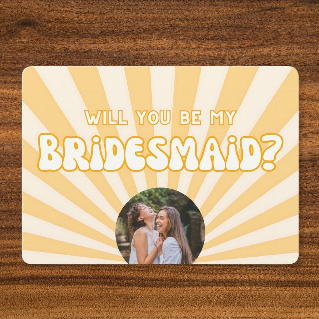 ¡Tu Propia Foto! Tarjeta de propuesta de Sunshine  (Pop the question in style with this fun, retro bridesmaid proposal card—customize with your photo!)