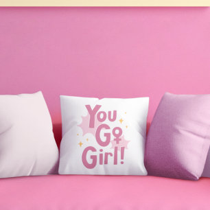 ¡Tú Puedes Chica Almohada Rosa Inspiradora