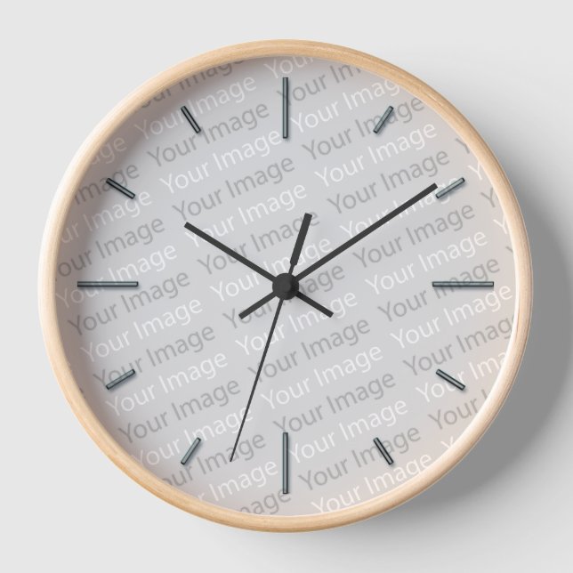 Tu reloj de imagen redondo con marco de madera (Anverso)