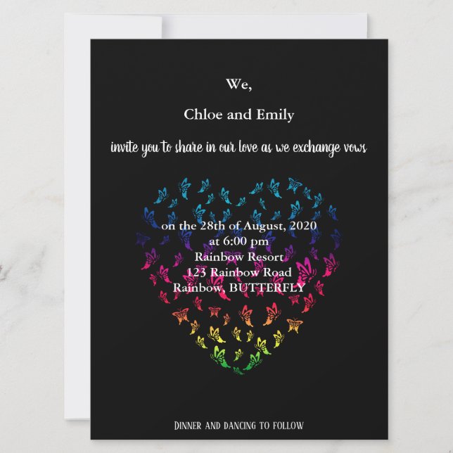 Tu tarjeta de invitación a la boda LGBTQ (Anverso)