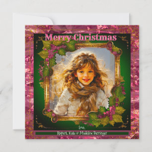 TU Tarjeta de Navidades Elegantes Rosa de Fotograf