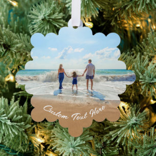 Tu tarjeta de ornamento de Navidad con fotos y tex