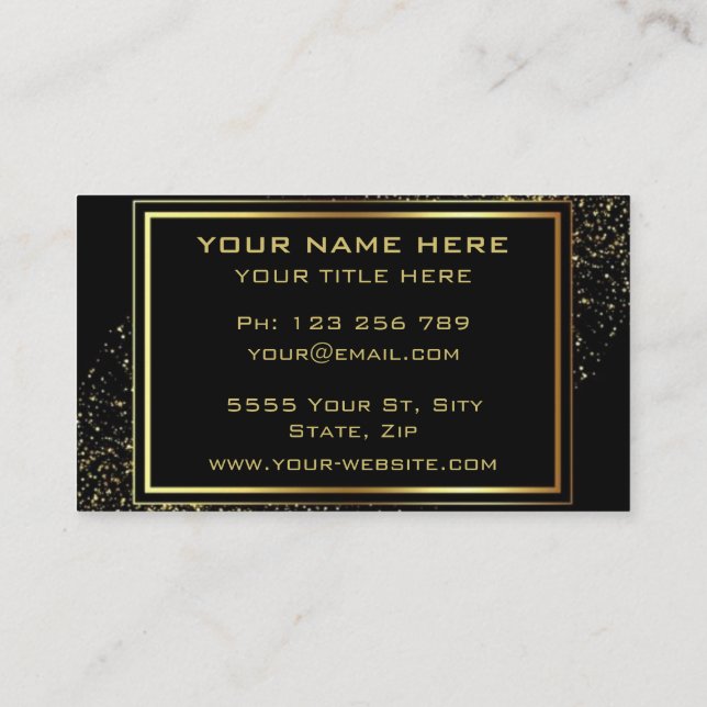 Tu tarjeta de visita Gold Black con texto dorado (Reverso)