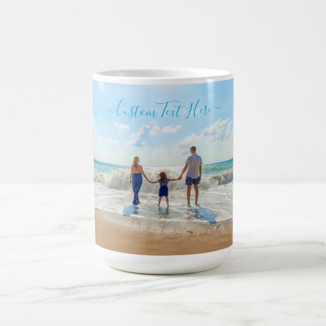 Tu taza de café fotográfico con texto Personalizad (Centro)