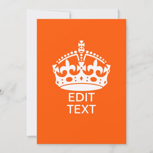 Tu Texto en Corona Keep Calm Naranja (Anverso)