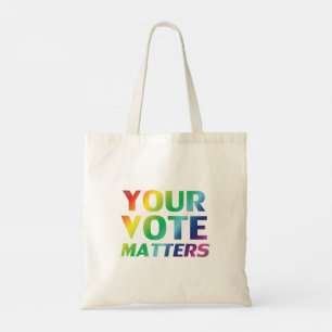 "tu voto importa" colores de orgullo en la bolsa