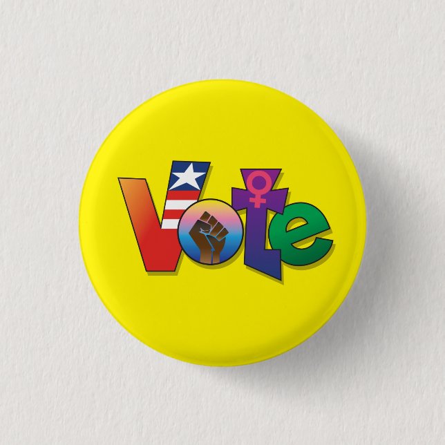 "Tu voto, tu voz" - botón Personalizado, amarillo (Anverso)