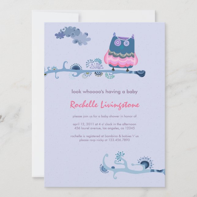 Tu whit tu whooo Boy Invitación de Baby Shower (Anverso)