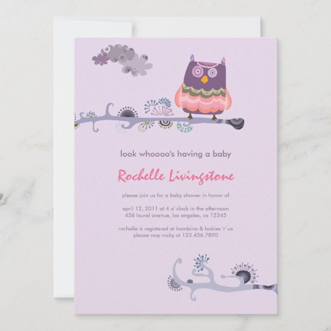 Tu whit whooo Baby Shower Invitación (Anverso)