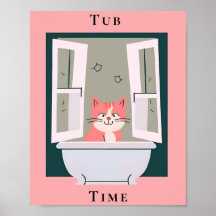 Tub Time con arte en el baño kitty