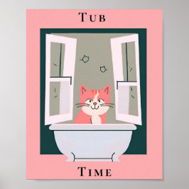Tub Time con arte en el baño kitty