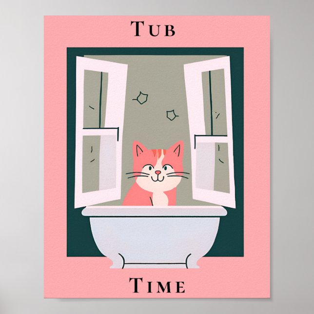 Tub Time con arte en el baño kitty (Frente)