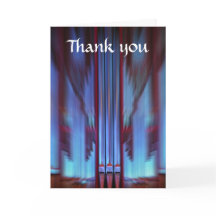 Tuberías de órganos azules tarjeta de agradecimien