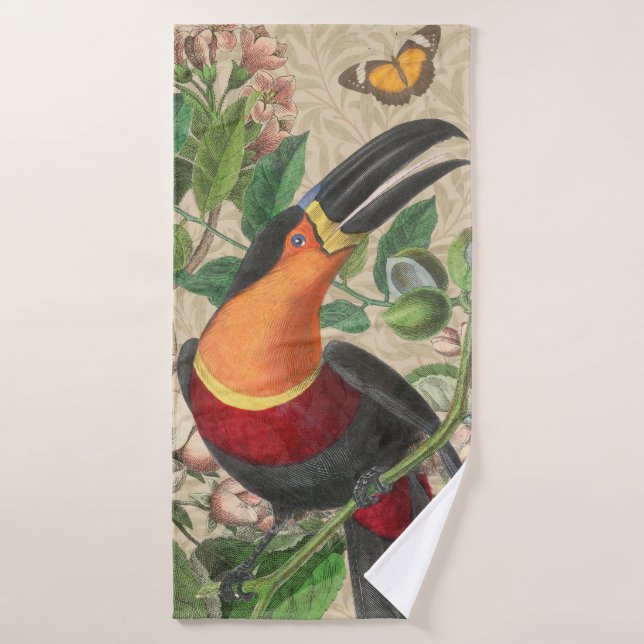 Tucán Selva Tropical Ave Hermoso Antique (Toalla de baño)