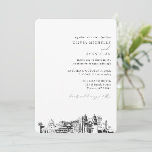 Tucson Boda Elegant Modern Skyline Invitación