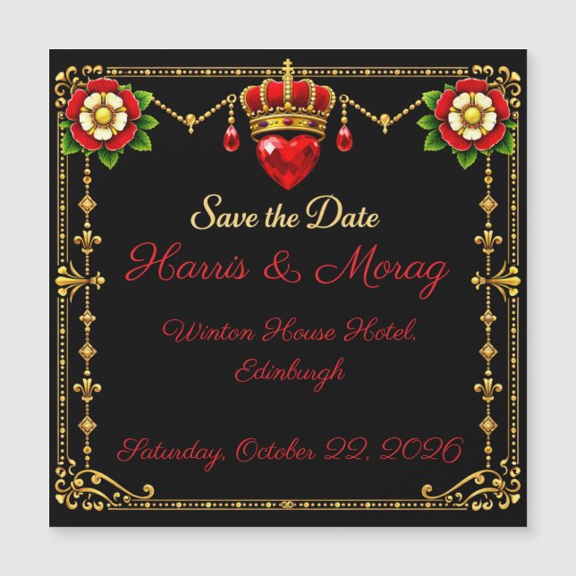 Tudor Rose Save the Date Corona Corazón  (Anverso)