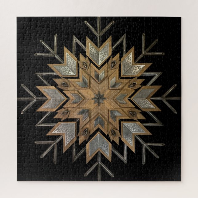 Tuerca de rompecabezas de acero y copo de nieve (Vertical)