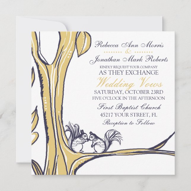 Tuercas sobre ti Invitación a la boda de ardillas (Anverso)