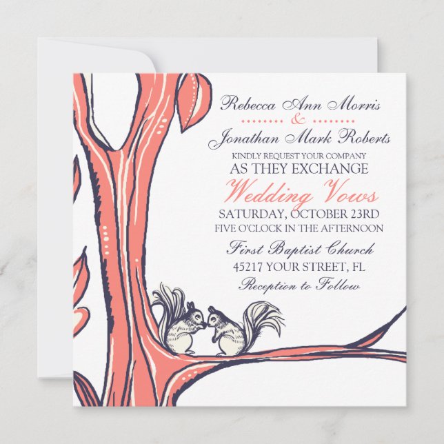 Tuercas sobre ti Invitación a la boda de ardillas (Anverso)