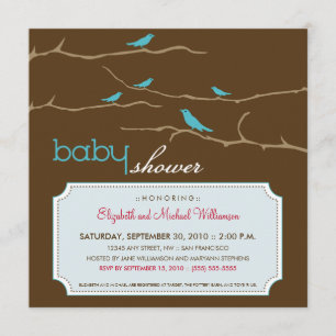 ¡Tuitea! ¡Tuitea! Invitación a Baby Shower (aqua)