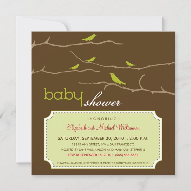  ¡Tuitea! ¡Tuitea! Invitación a Baby Shower (cal) (Anverso)