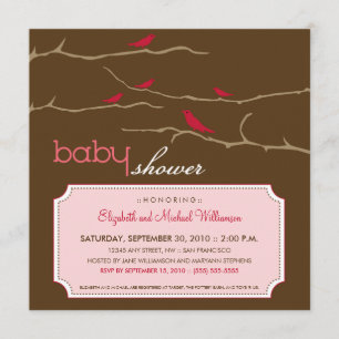  ¡Tuitea! ¡Tuitea! Invitación a Baby Shower (rosa)