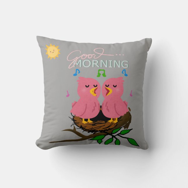 Tuiteando la almohada cuadrada de los pájaros (Anverso)