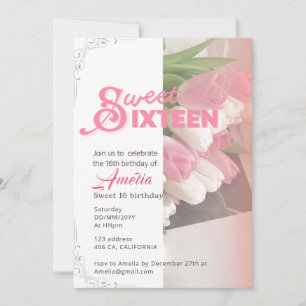 Tuleta rosa suave elegante dulce 16 Invitación