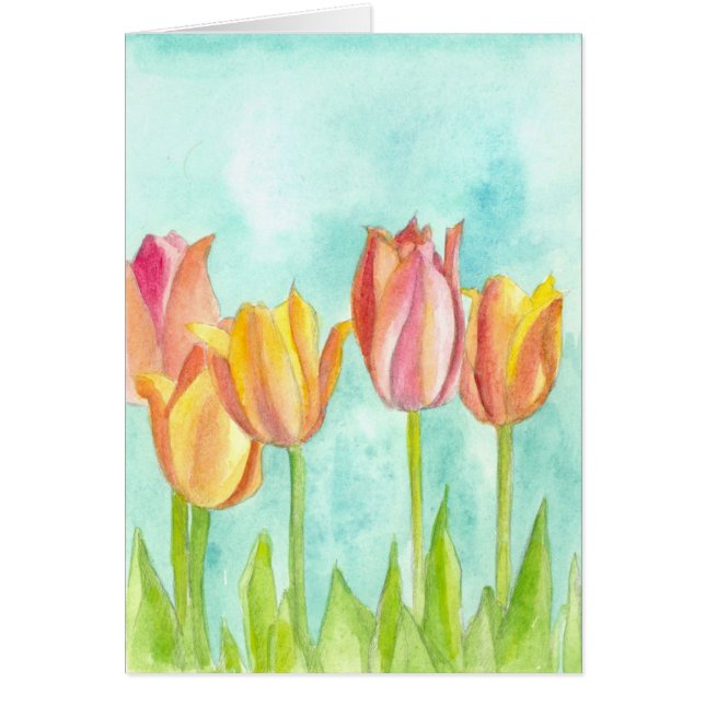 Tulip Flowers Watercolor Spring Garden Blank (Frente)