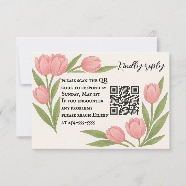 Tulip Together QR Code RSVP Card (Anverso)