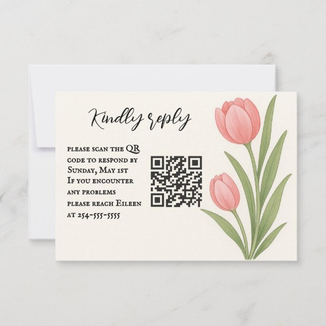 Tulip Treasure QR Code RSVP Tarjeta (Anverso)