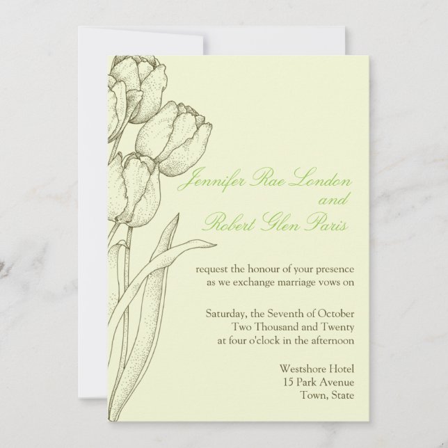 Tulip Wedding Invitaciones Flor Diseño Floral (Anverso)