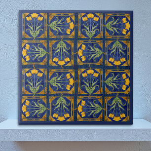 Tulipán Amarillo Art Nouveau en Patrón de Baldosa 