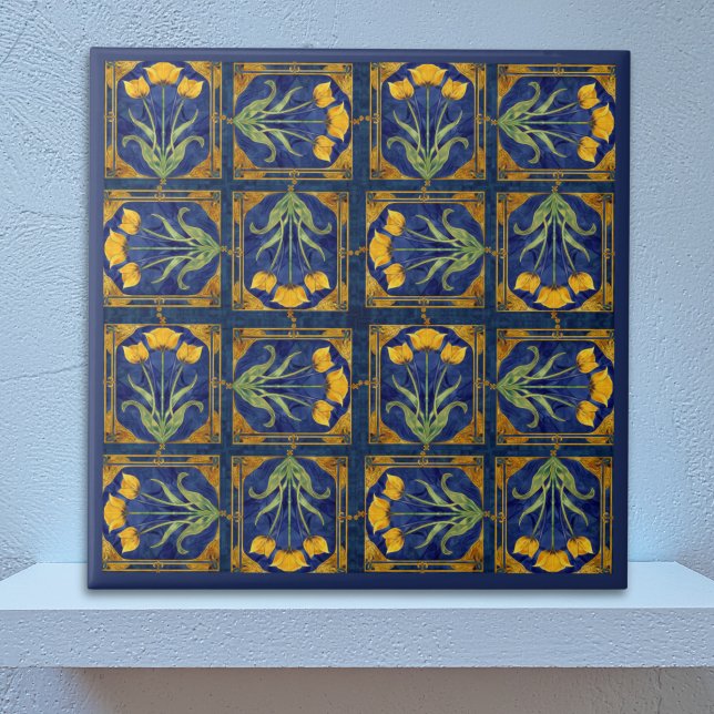 Tulipán Amarillo Art Nouveau en Patrón de Baldosa  (Subido por el creador)