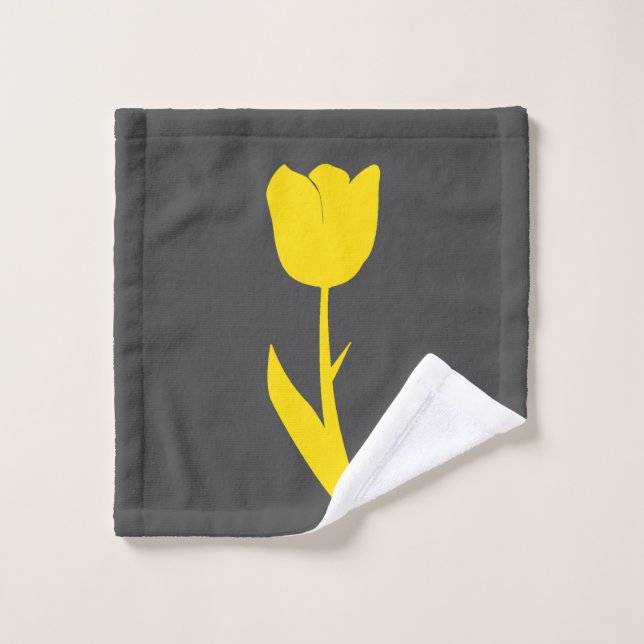 Tulipán amarillo dorado gris oscuro gran plato flo (Toallita)
