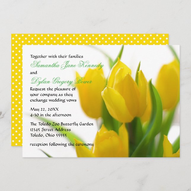 Tulipán amarillo - Invitación a la boda (Anverso / Reverso)