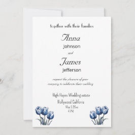 Tulipán azul Delft, invitación a matrimonio con fo