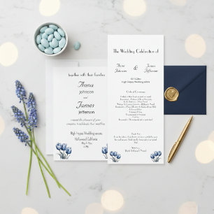 Tulipán azul Delft, invitación de boda personaliza