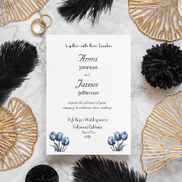 Tulipán azul Delft, invitación de boda personaliza
