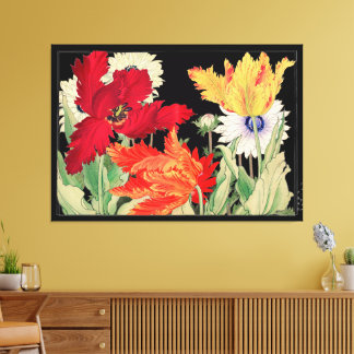Tulipán Loro Floral Vintage Anemone Arte Japonés