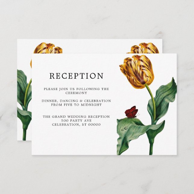 Tulipán mínimo moderno | Tarjeta de recepción de b (Anverso / Reverso)